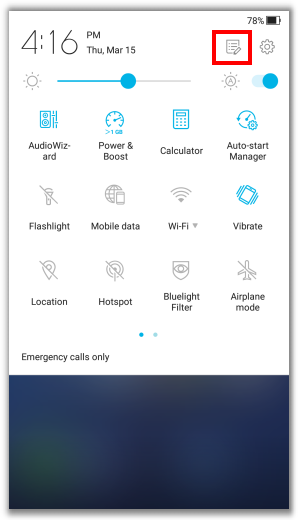 Screenshot con smartphone Asus