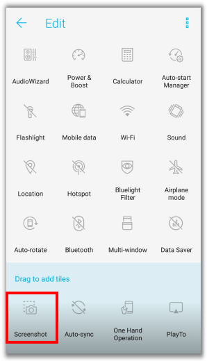 Screenshot con smartphone Asus