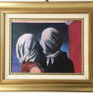 Olio su Tela: "Les Amants" copia del dipinto di René Magritte
